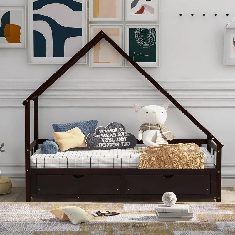 Kids Bed: 2 Drawer Solid Wood Daybed