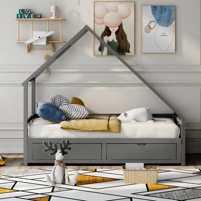 Kids Bed: 2 Drawer Solid Wood Daybed