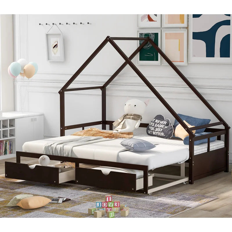 Kids Bed: 2 Drawer Solid Wood Daybed