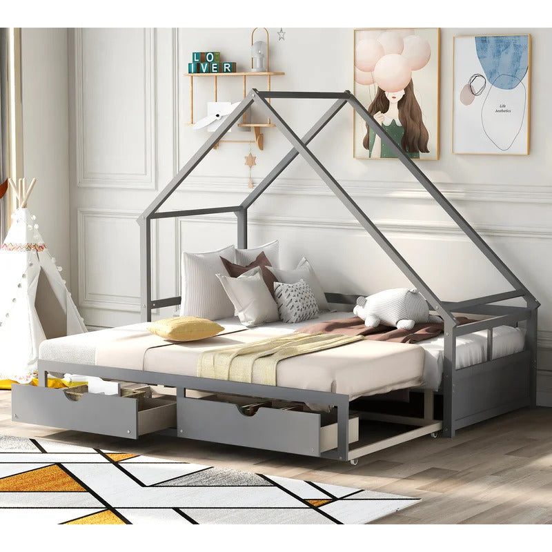 Kids Bed: 2 Drawer Solid Wood Daybed
