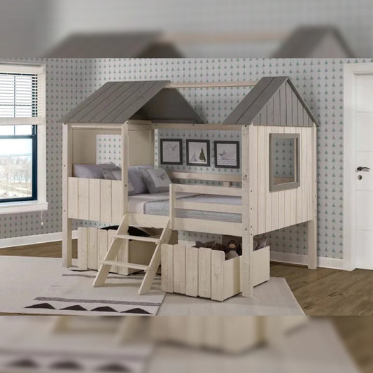Kids Bed Full Solid Wood Platform Loft Bed