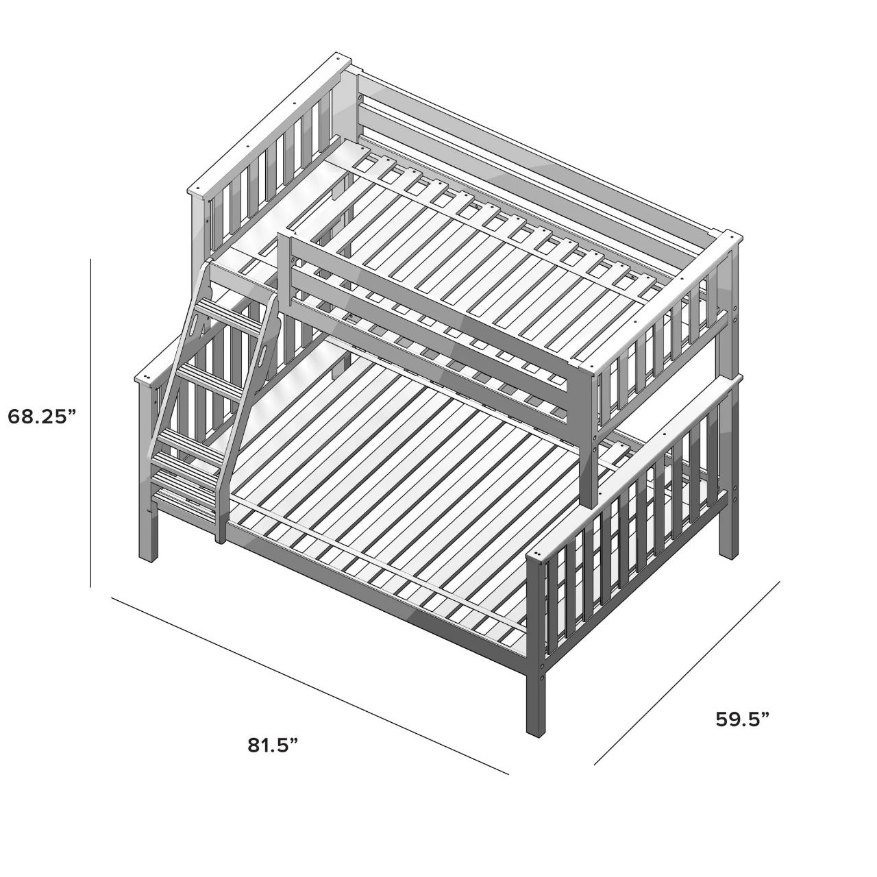 Kids Bed: Full Solid Wood Standard Bunk Bed