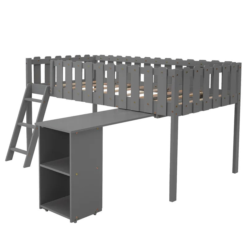 Kids Bed: Platform Loft Bed with Built-in-Desk