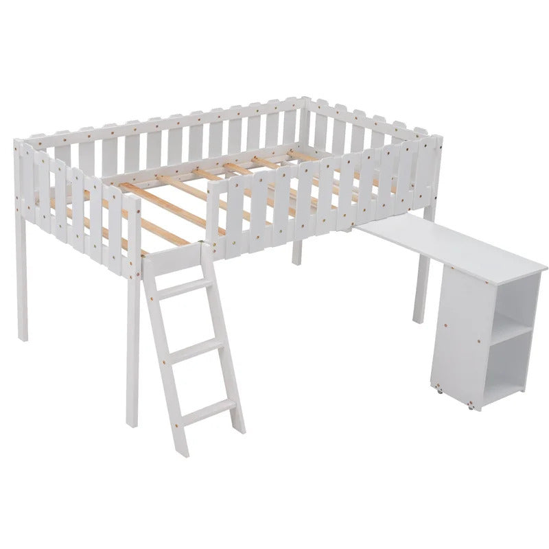 Kids Bed: Platform Loft Bed with Built-in-Desk
