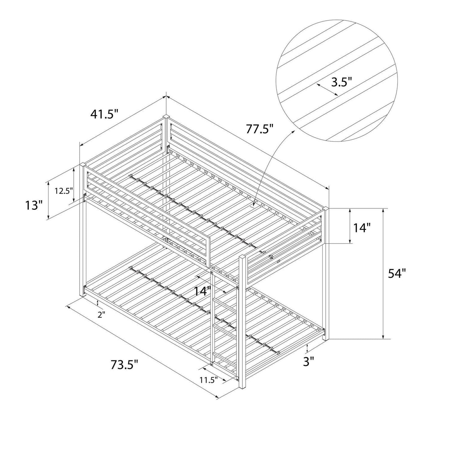 Kids Bed: Standard Metal Bunk Bed