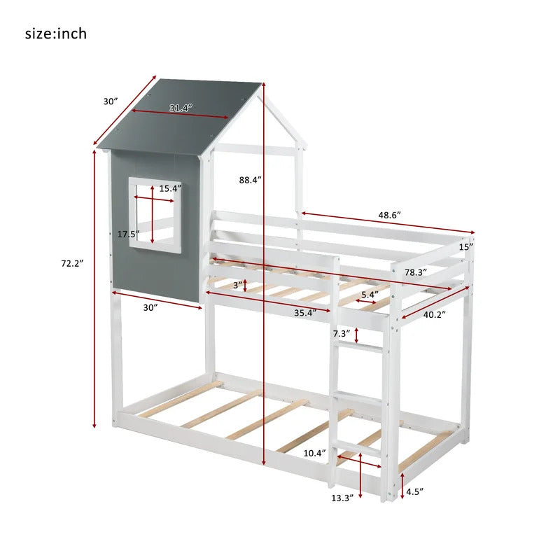 Kids Bed: Twin Over Twin Standard Bunk Bed