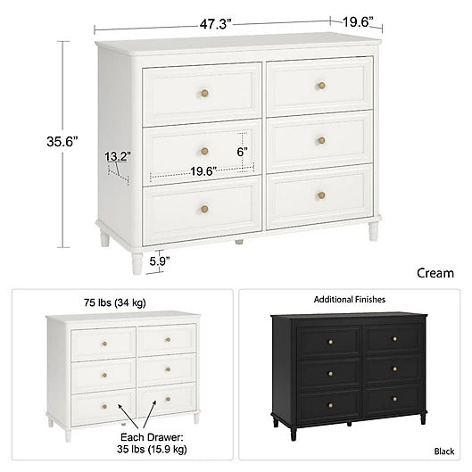Kids Chest Of Drawer 6 Drawer Double Dresser