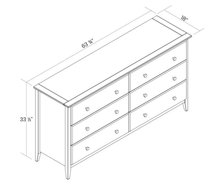 Kids Chest Of Drawers : 6 Drawer 63.75'' W Solid Wood