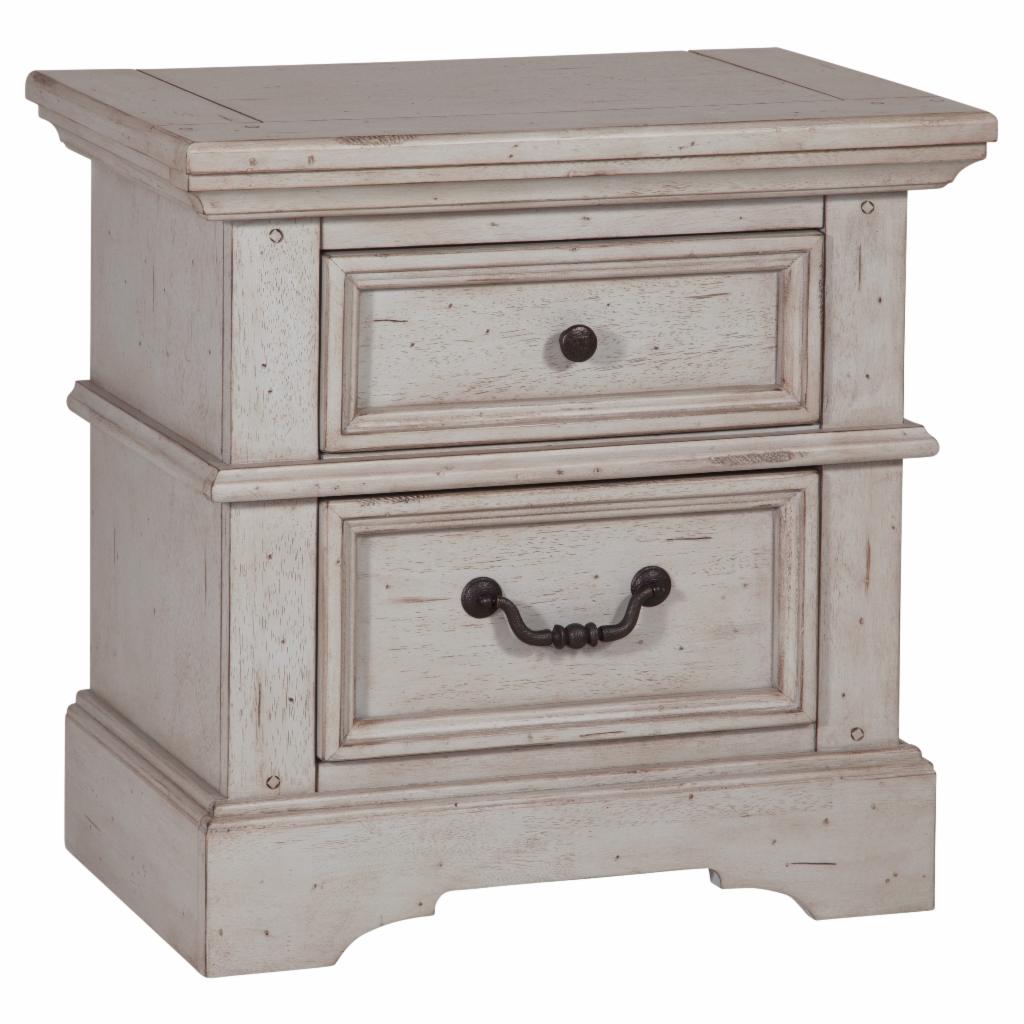 Kids Nightstands: Antique Grey 2 Drawer Nightstand