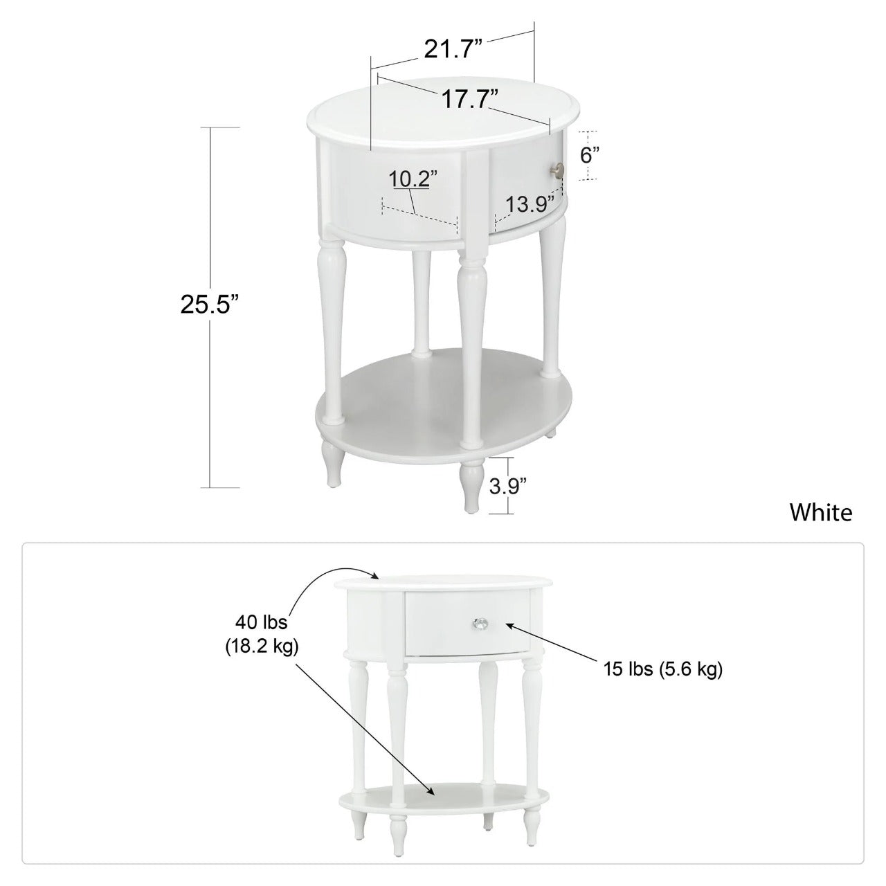Kids Nightstands: White 1 Drawer Nightstand