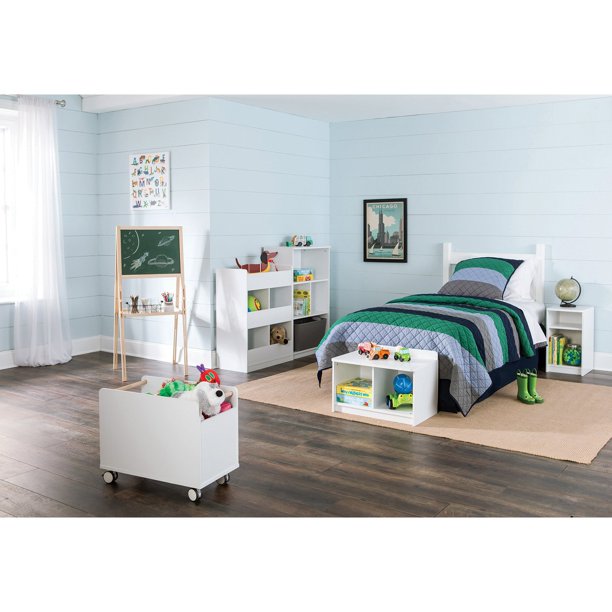 Kids Nightstands: White Cubby Storage Nightstand