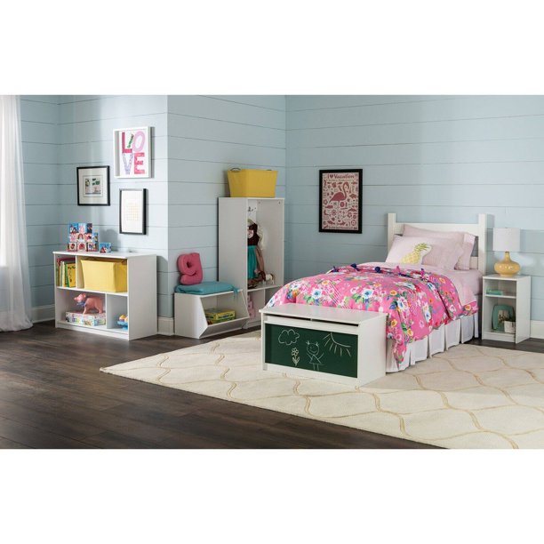 Kids Nightstands: White Cubby Storage Nightstand