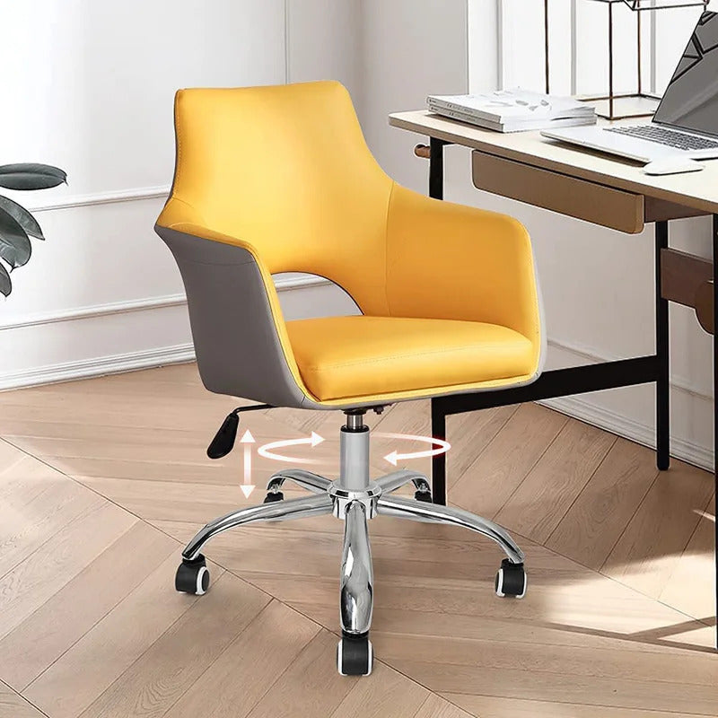 Kids Study Chair: Leatherette Work Study Chair (Yellow)