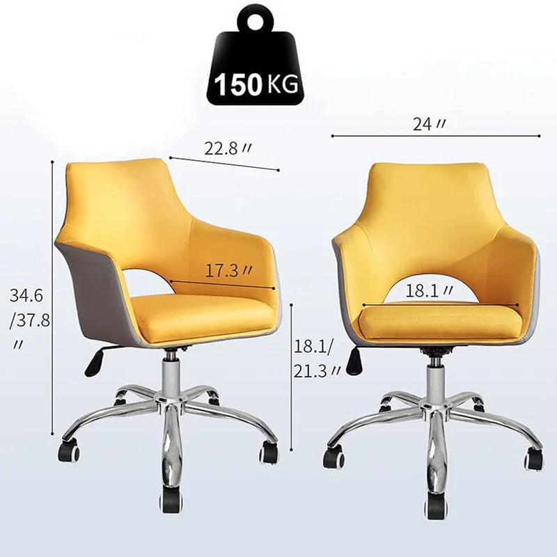 Kids Study Chair: Leatherette Work Study Chair (Yellow)