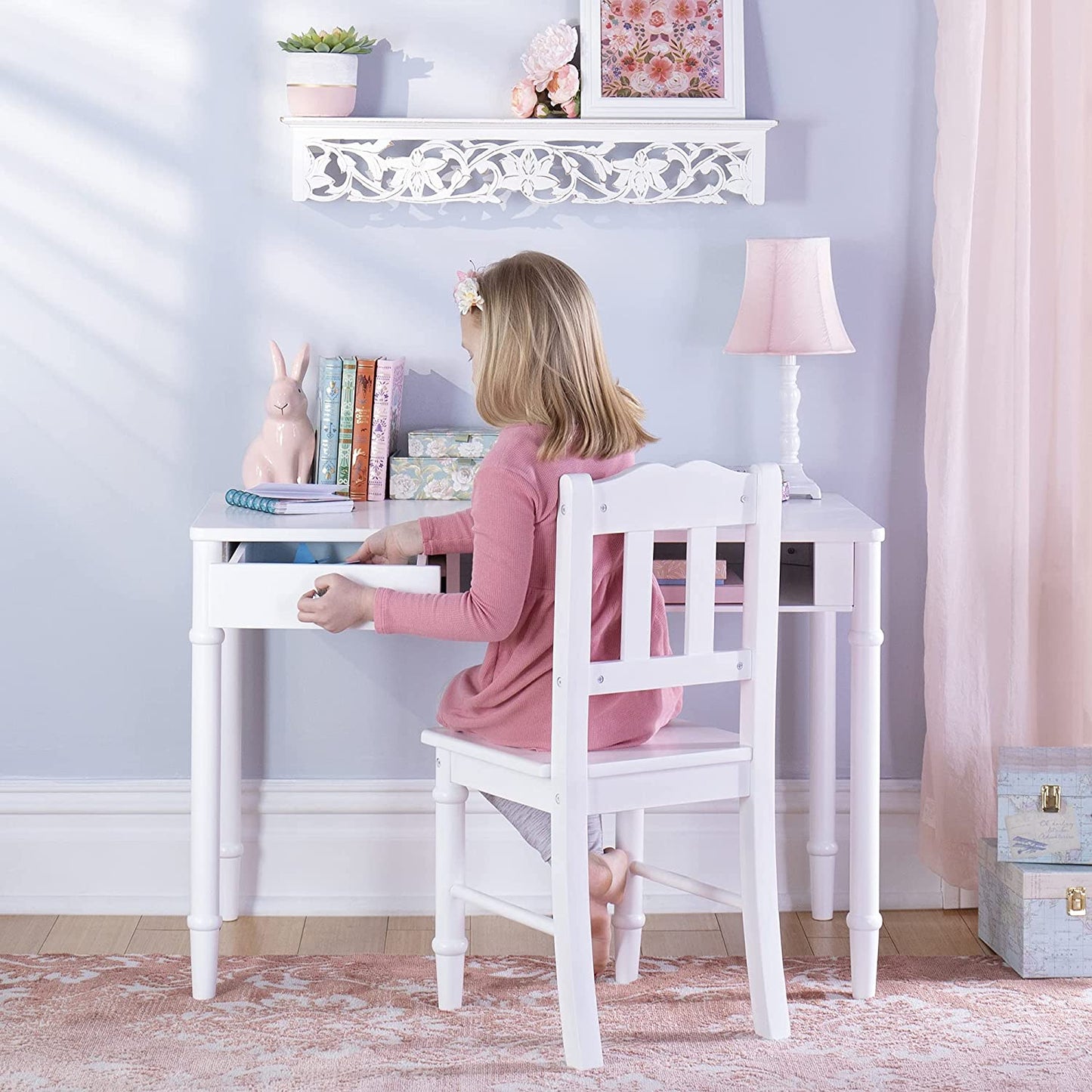 Kids Study Table : LANA 38" W Writing Desk and Chair Set