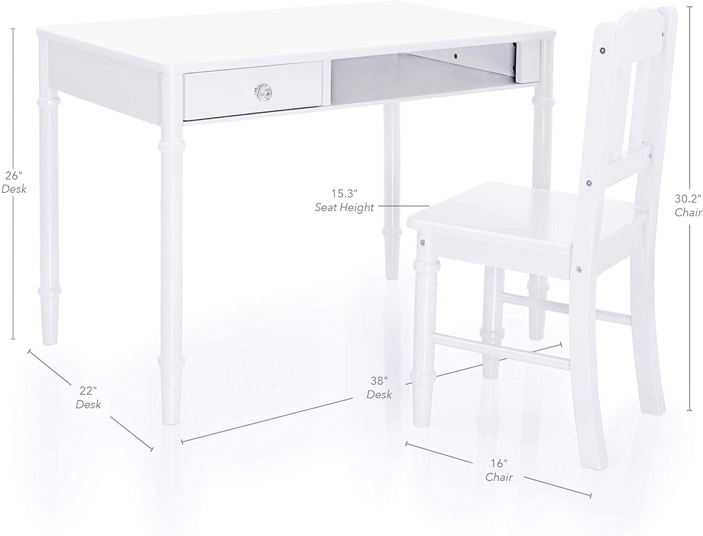 Kids Study Table : LANA 38" W Writing Desk and Chair Set