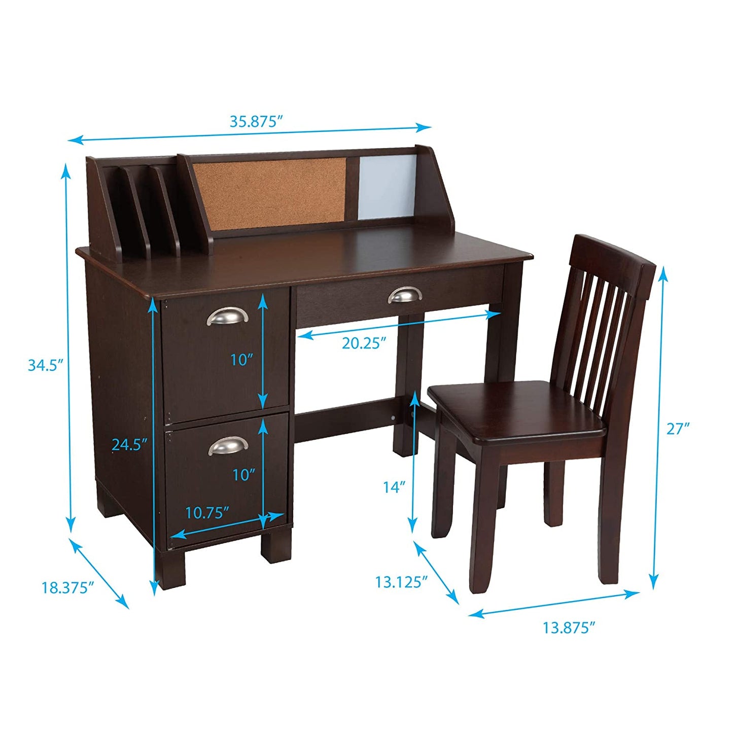 Kids Study Table : SID 35.75" Writing Desk and Chair Set