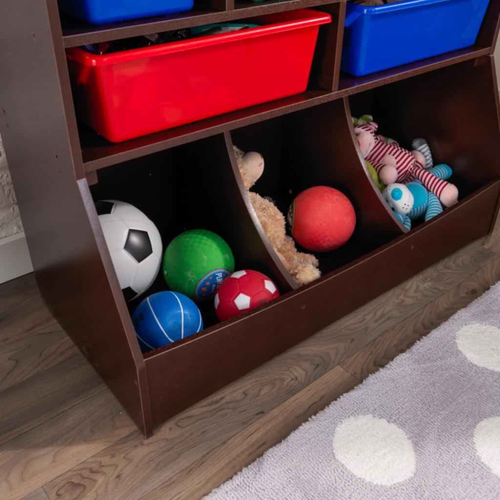 Kids Toy Storage Unit: Espresso Wall Storage Unit