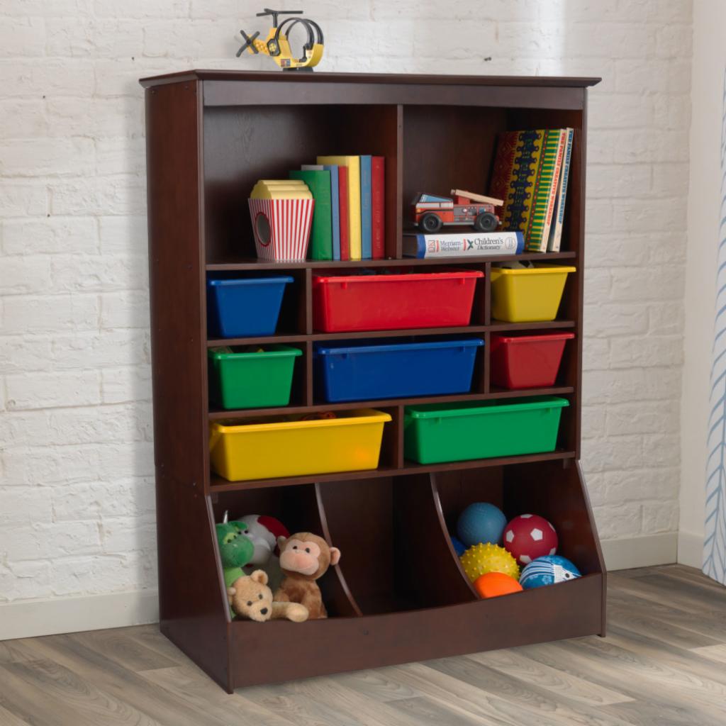 Kids Toy Storage Unit: Espresso Wall Storage Unit