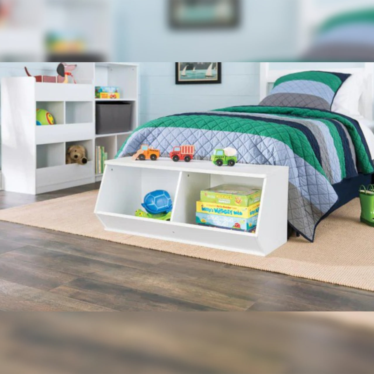 Kids Toy Storage Unit Stackable Angled Toy Organizer