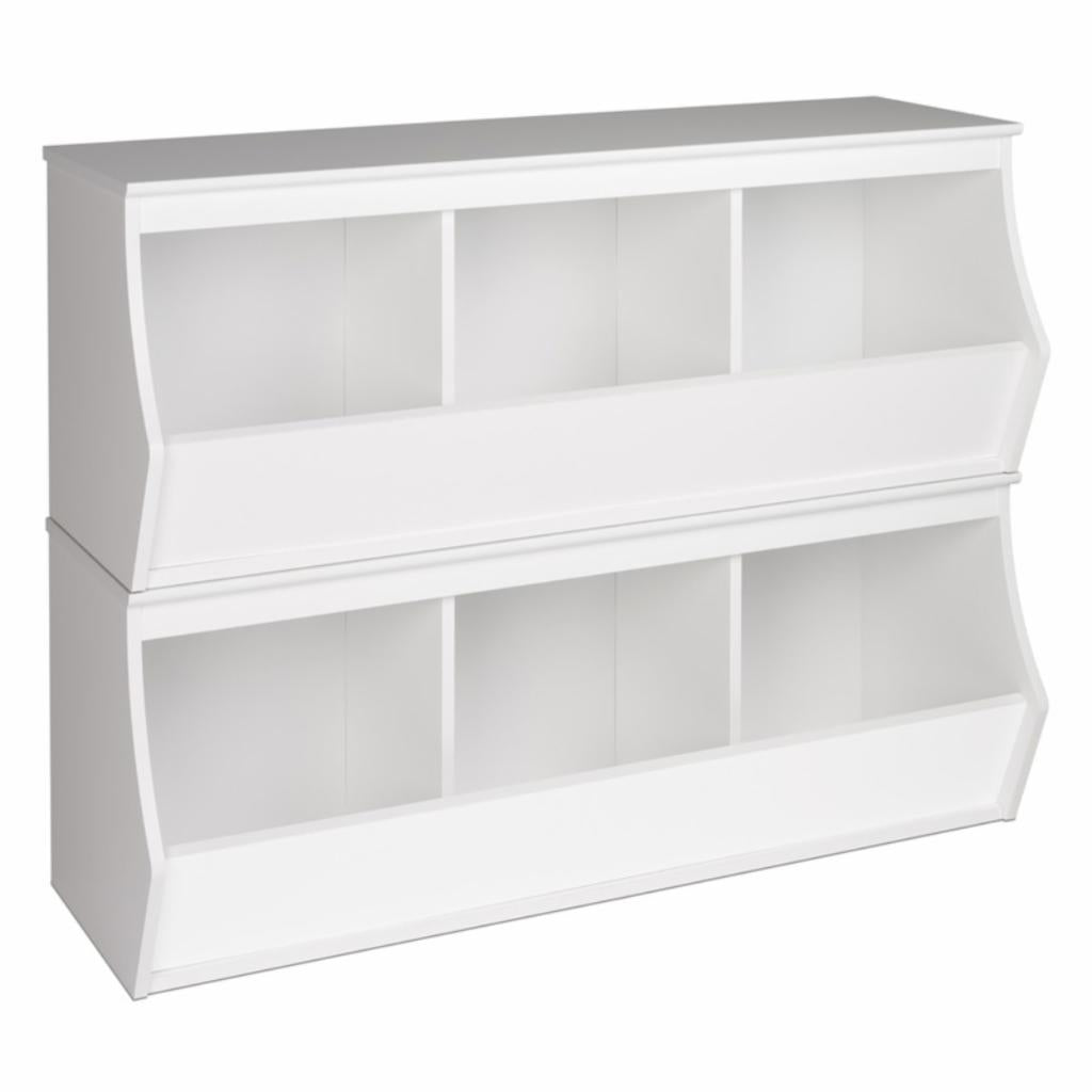 Kids Toy Storage Unit: Stacked 6 Bin Storage Cubby