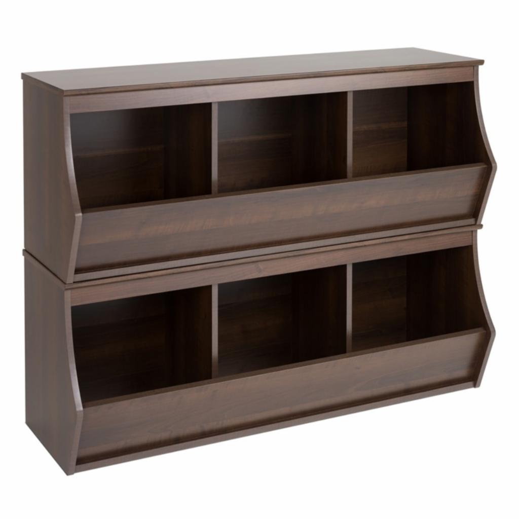 Kids Toy Storage Unit: Stacked 6 Bin Storage Cubby