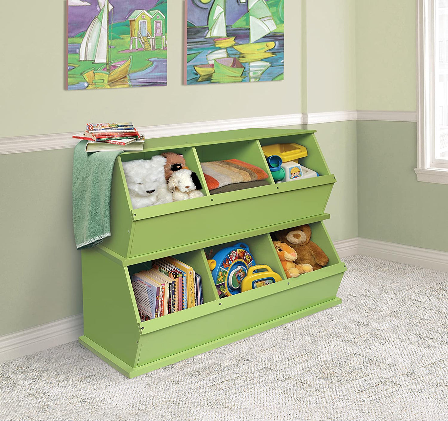 Kids Toy Storage Unit: Three Bin Storage Cubby