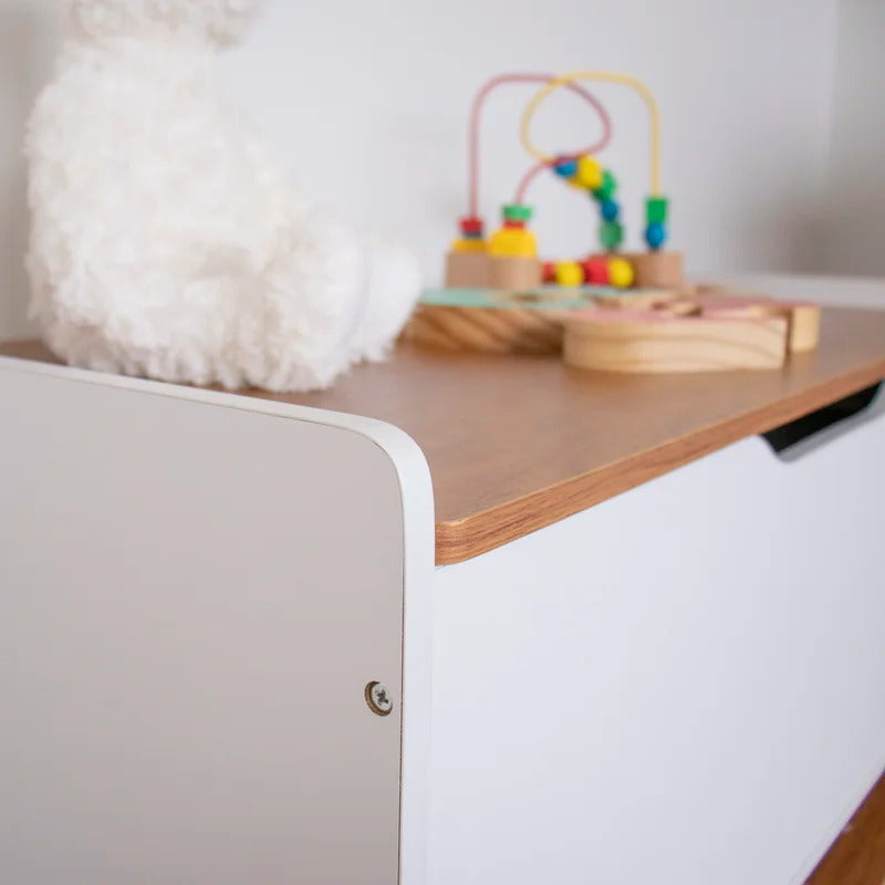 Kids Toy Storage Unit: Wood/White Toy Storage Box