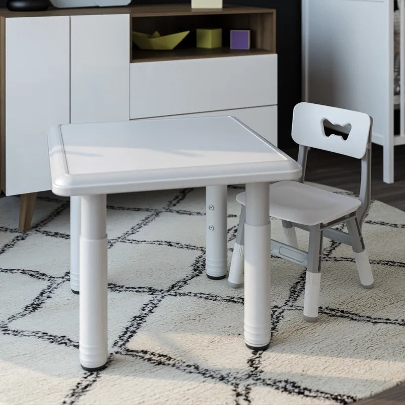 Kids Writing Table: Kids 2 Piece Square Interactive Table and Chair Set