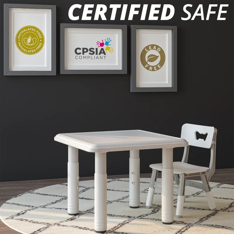 Kids Writing Table: Kids 2 Piece Square Interactive Table and Chair Set