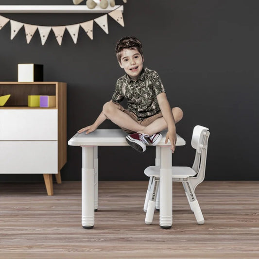 Kids Writing Table: Kids 2 Piece Square Interactive Table and Chair Set