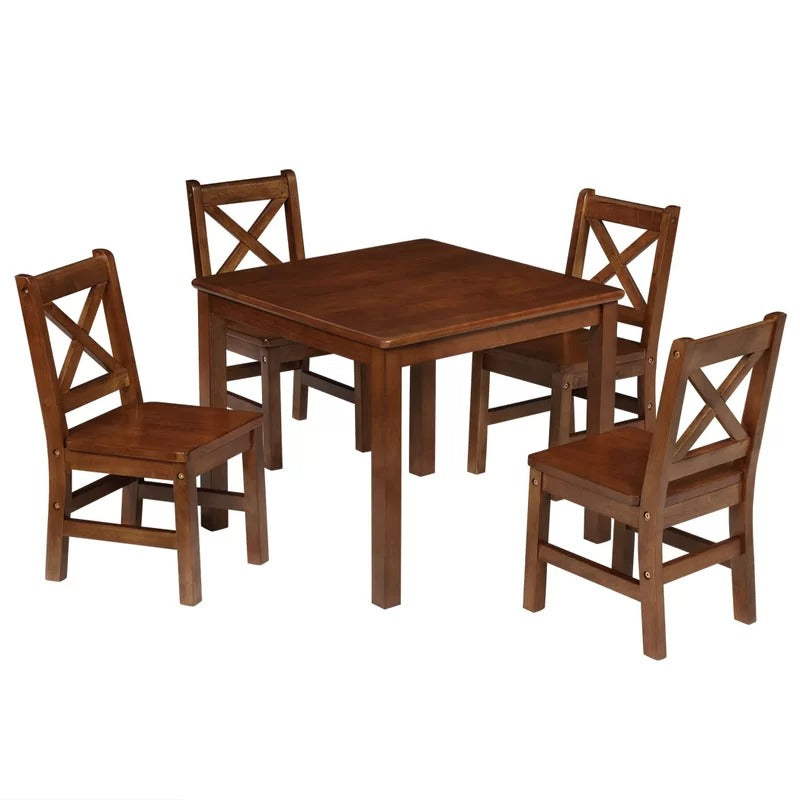 Kids Writing Table: Kids 3 Piece Solid Wood Square Play / Activity Table and Chair Set