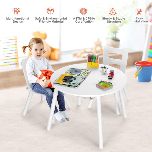 Kids Writing Table: Kids Round Play / Activity Table and Chair Set