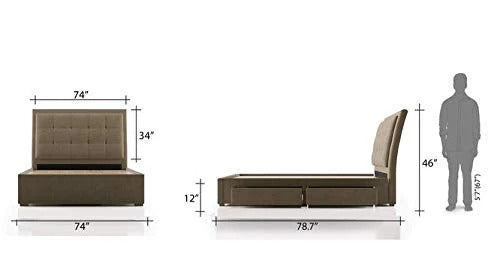 King Size Bed: Brown Upholstered Storage Divan Bed