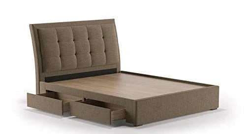 King Size Bed: Brown Upholstered Storage Divan Bed