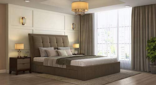 King Size Bed: Brown Upholstered Storage Divan Bed
