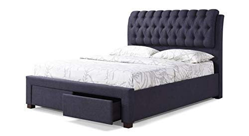 King Size Bed: Charcoal Grey Upholstered Storage Bed