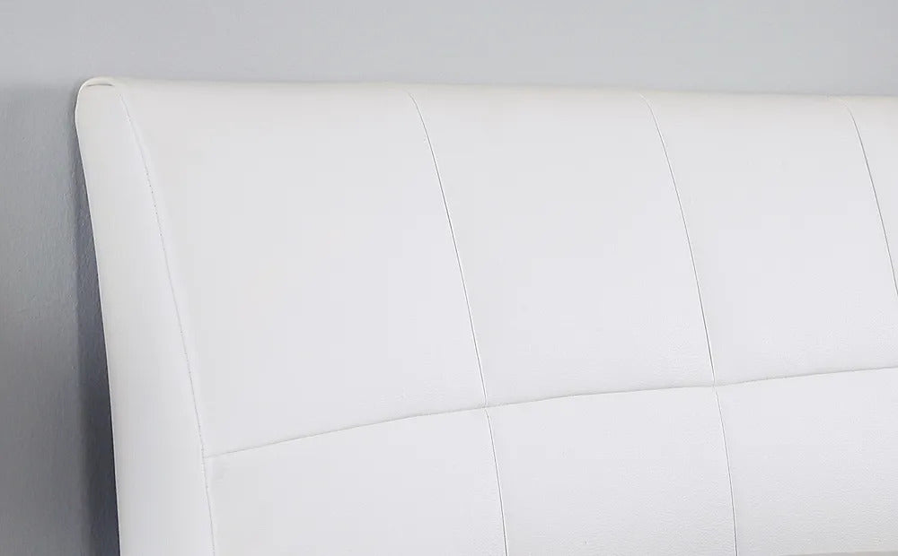 King Size Bed: Dorato White Leatherette King Size Double Bed