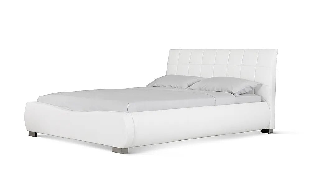 King Size Bed: Dorato White Leatherette King Size Double Bed