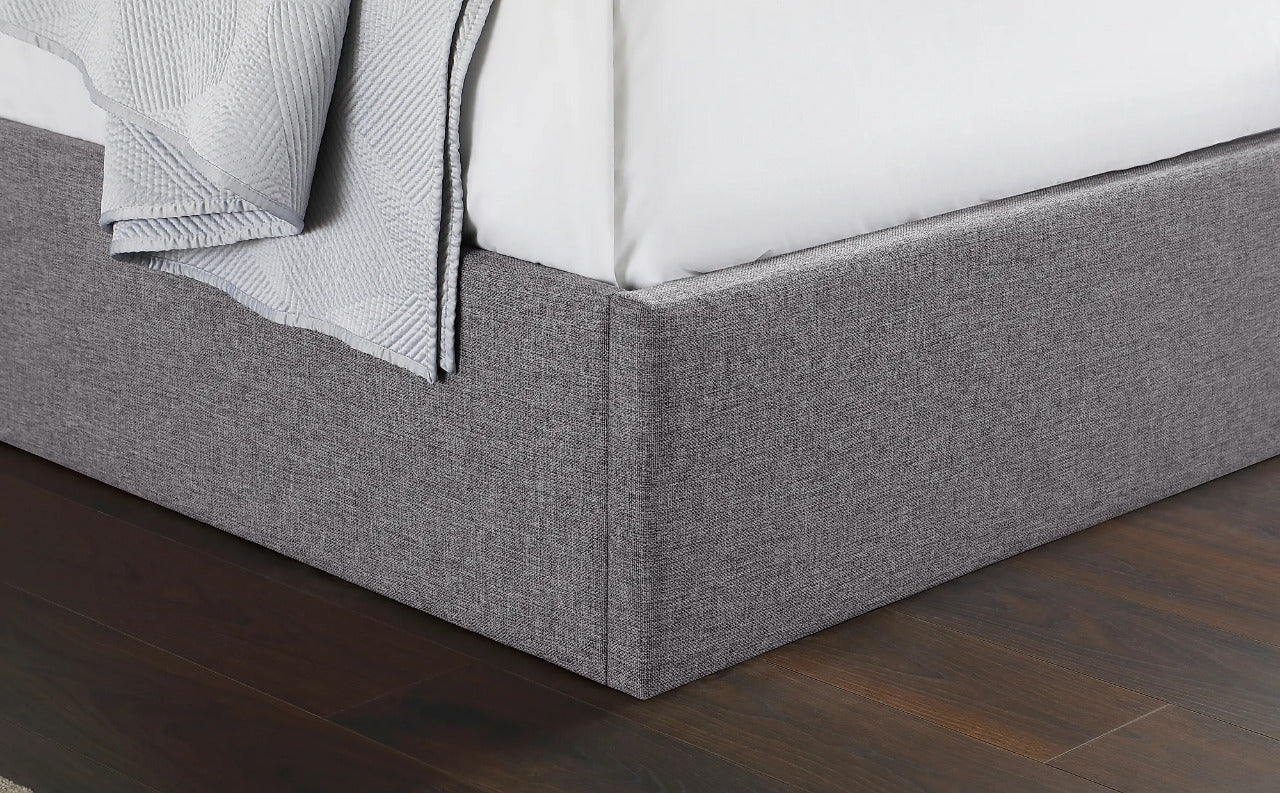 King Size Bed: Florce Grey Fabric Double Bed