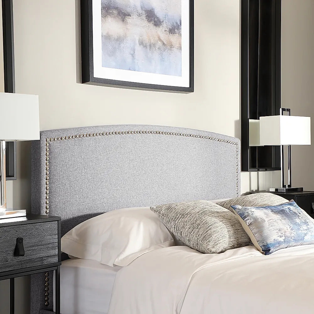 King Size Bed: Grey Fabric King Size Double Bed
