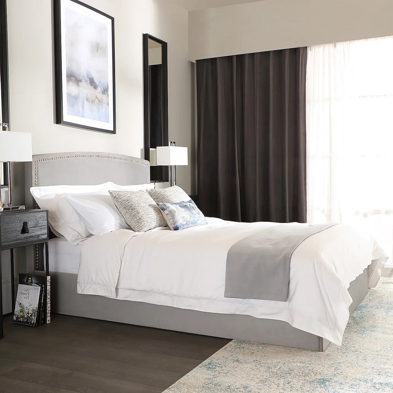 King Size Bed: Grey Velvet King Size Double Bed
