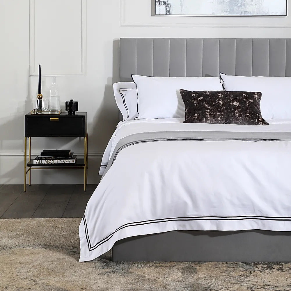 King Size Bed: Grey Velvet King Size Double Bed