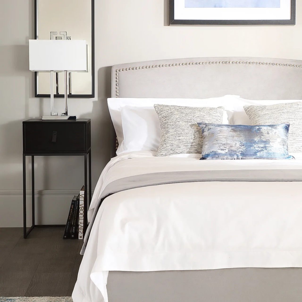 King Size Bed: Grey Velvet King Size Double Bed