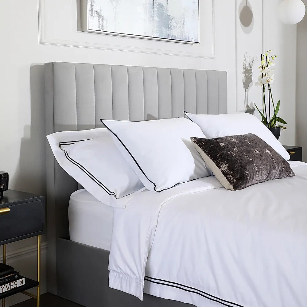 King Size Bed: Grey Velvet King Size Double Bed