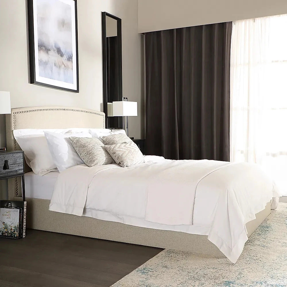 King Size Bed: Grey Fabric King Size Double Bed