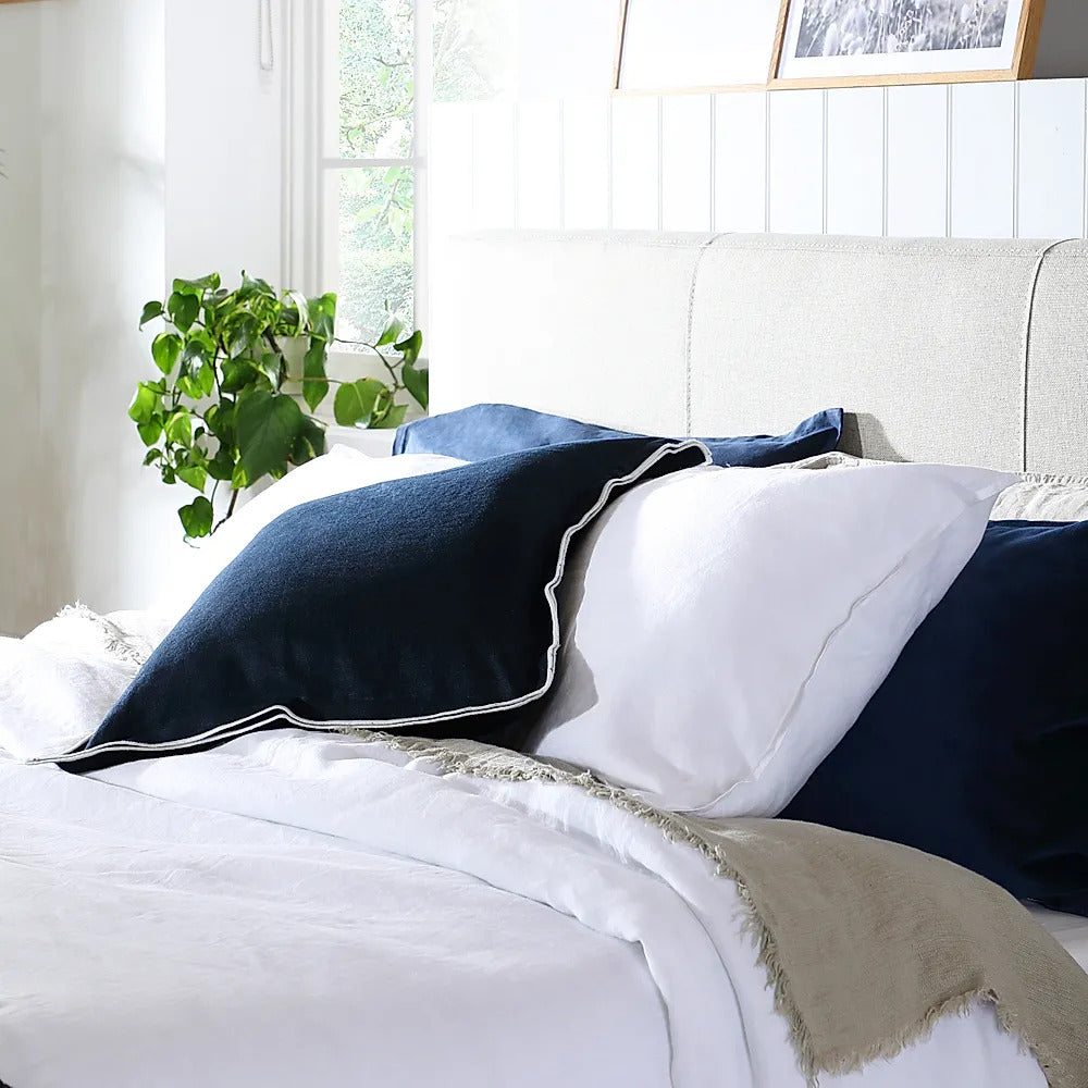 King Size Bed: Oatmeal Fabric King Size Double Bed