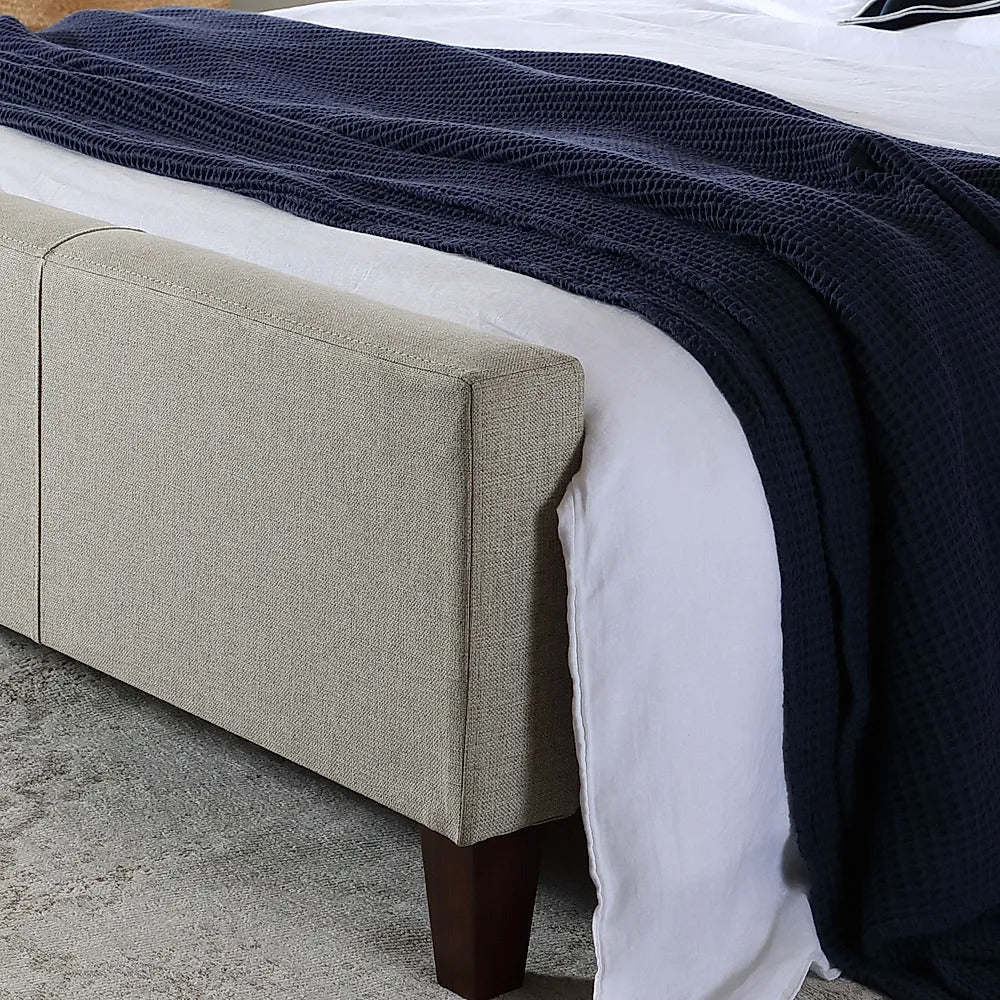 King Size Bed: Oatmeal Fabric King Size Double Bed