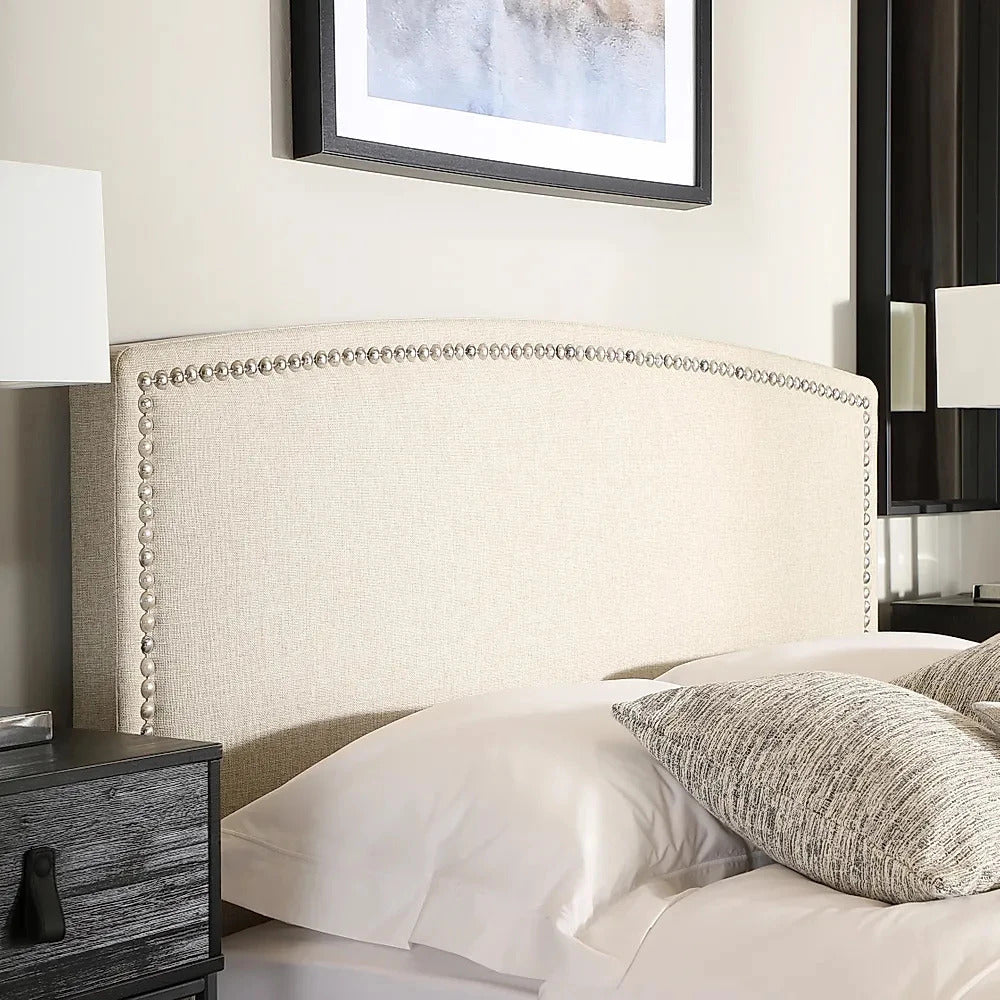 King Size Bed: Grey Fabric King Size Double Bed