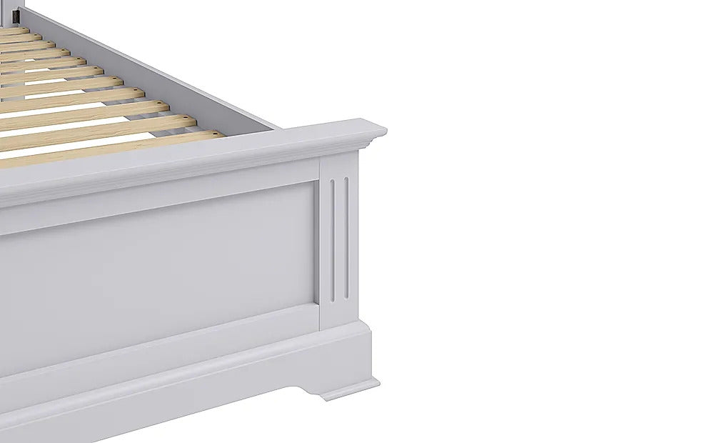King Size Bed: Painted Grey Wooden King Size Double Bed